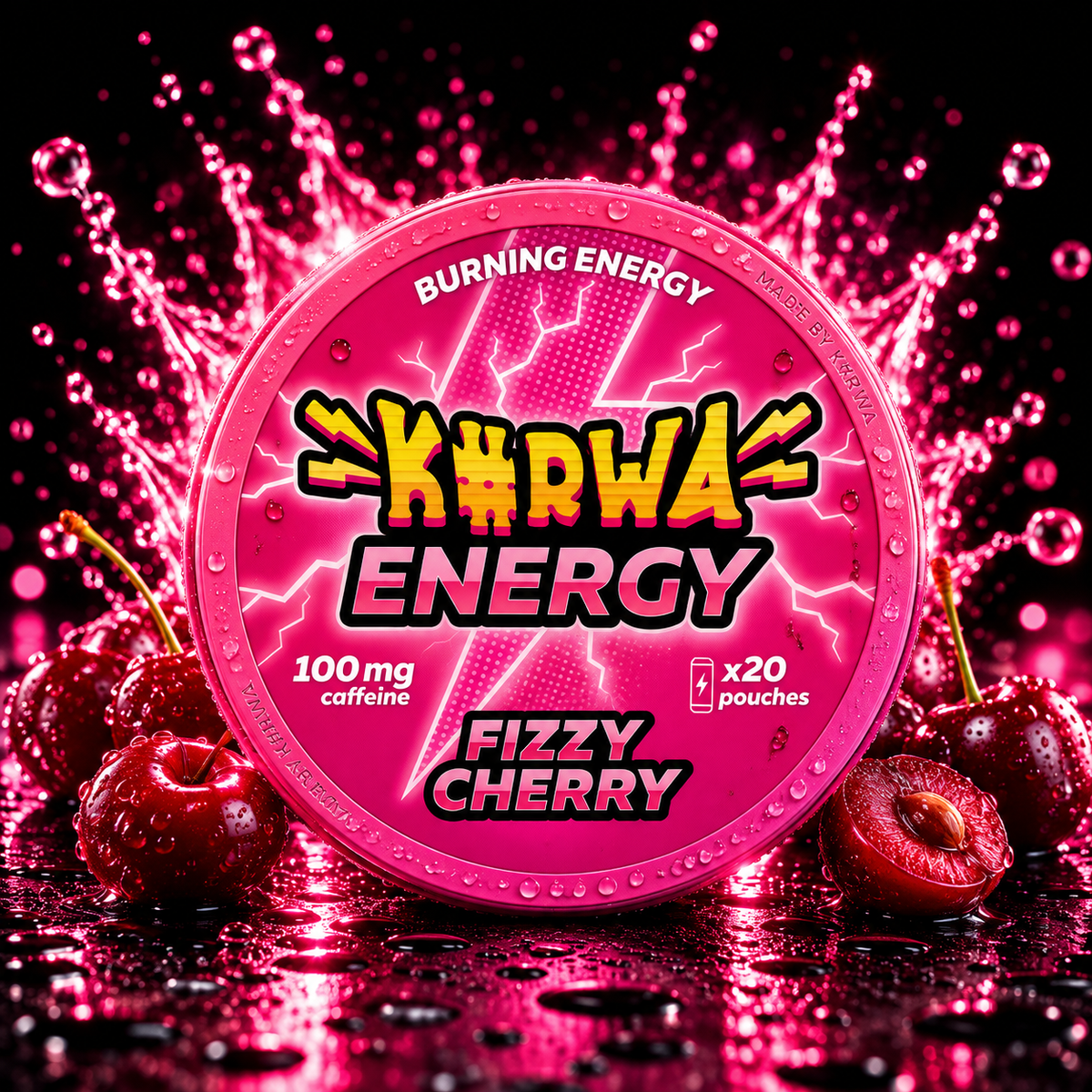 K#RWA ENERGY Fizzy Cherry Burn - 100MG - Energy Pouches