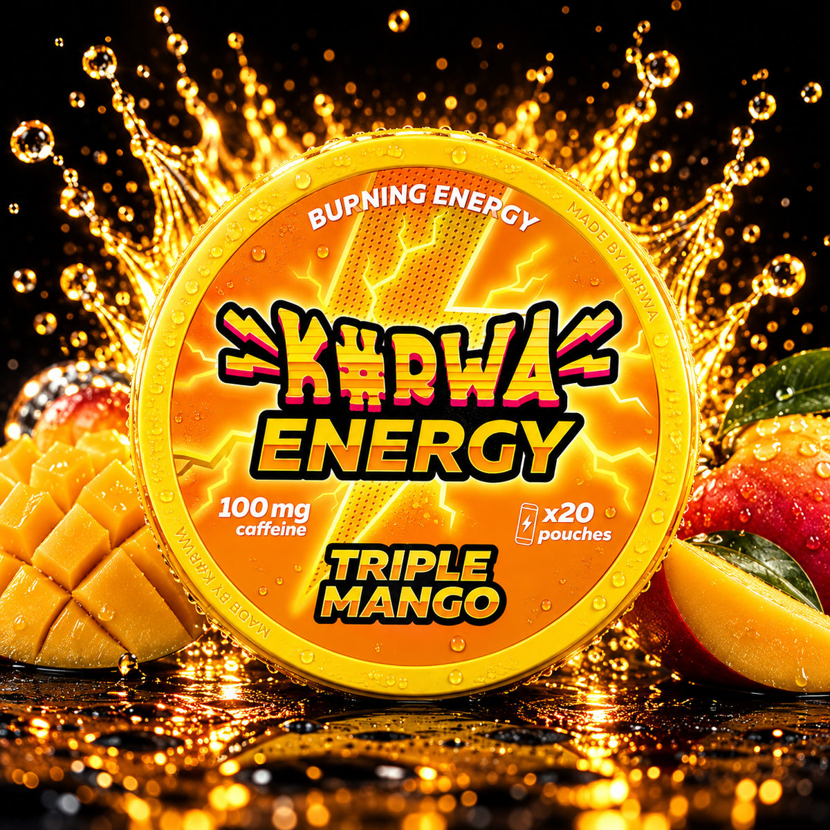 K#RWA ENERGY Triple Mango Burn - 100MG - Energy Pouches